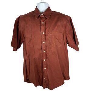 High Sierra Mens Short Sleeve Brown Cotton Button-Up Shirt Size M